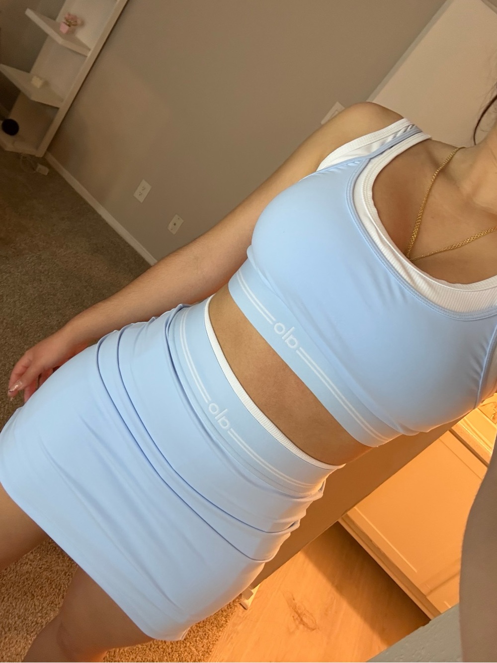 ALO Yoga Light Blue Stretch Mini Skirt